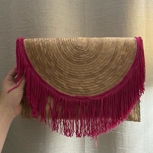 Casual bohemian pink clutch handmade bag